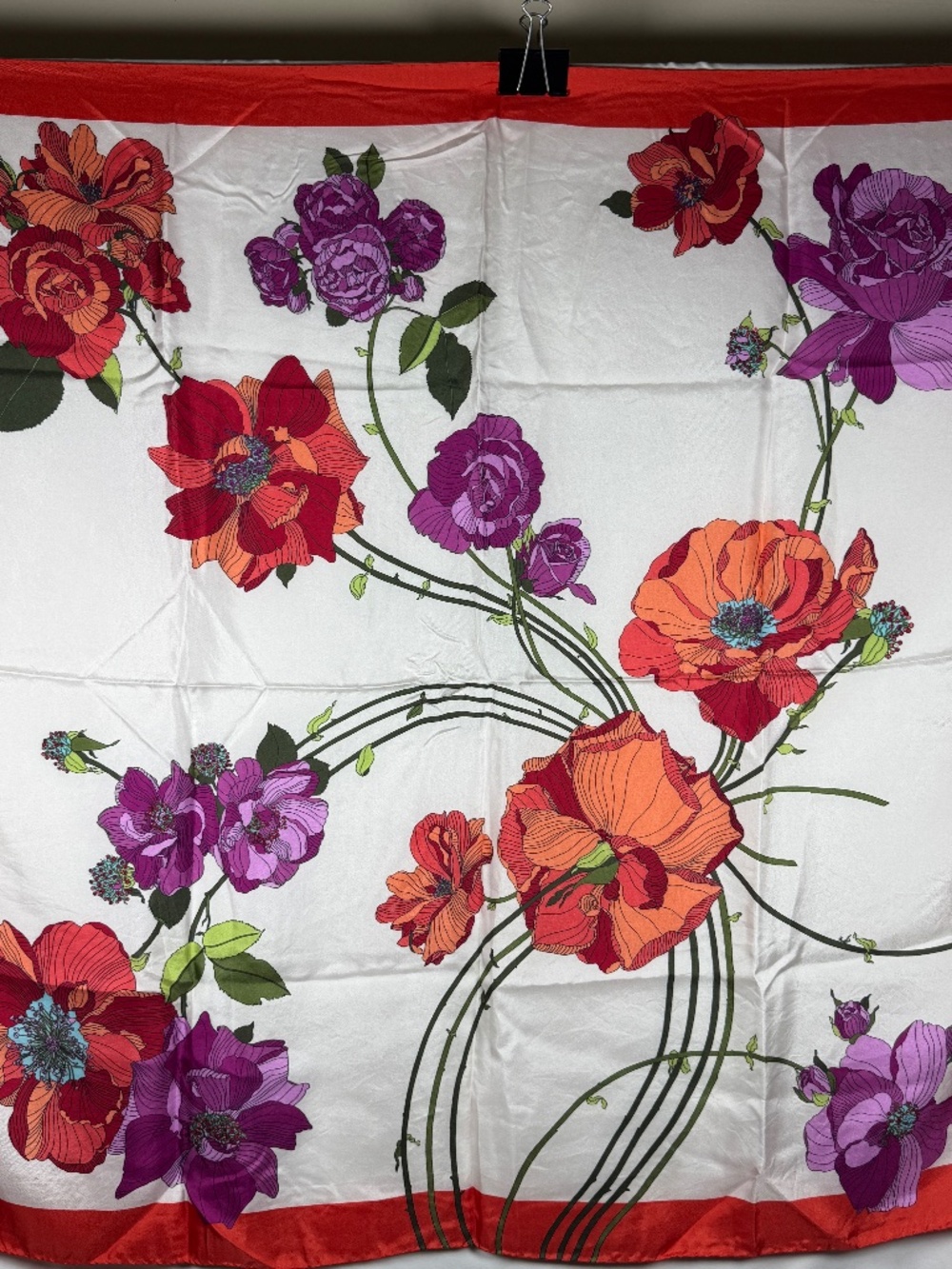 Floral Silk Scarf Hand Rolled Made in Italy